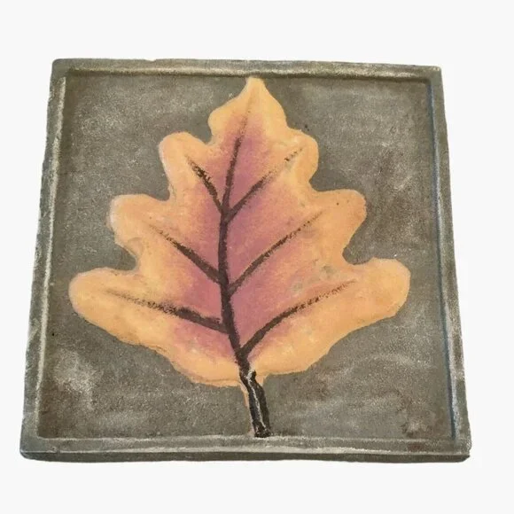 Oak Leaf Coaster Trivet Autumn Fall Yellow  4x4 inch