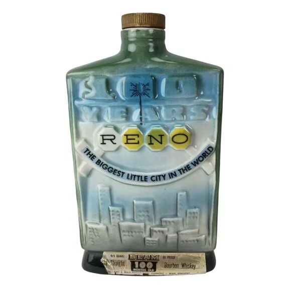 Jim Beam 1968 Reno Nevada 100 Years Biggest Little City Decanter Empty Bottle