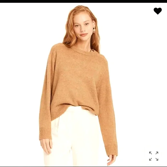 J.Crew Merino Wool Alpaca Saddle Sleeve Crew Pullover Sweater Women's SMALL Tan