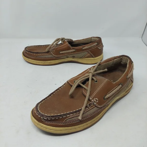 Margaritaville Anchor Lace Up Boat Shoes Brown Leather Comfort Loafers Size 9