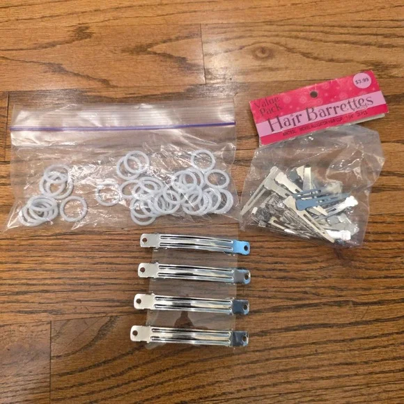 Lot of Hair Barrette Bases Alligator Clips and Plastic Rings for DIY Crafts Bows