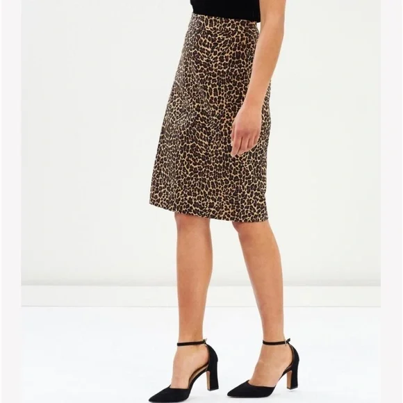 J. CREW LEOPARD Leslie Pencil skirt Sz 14 . NWOT