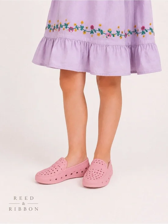 Floafers‎ Toddler Size 7 Pink Perforated Slip On Penny Loafers Lightweight Water