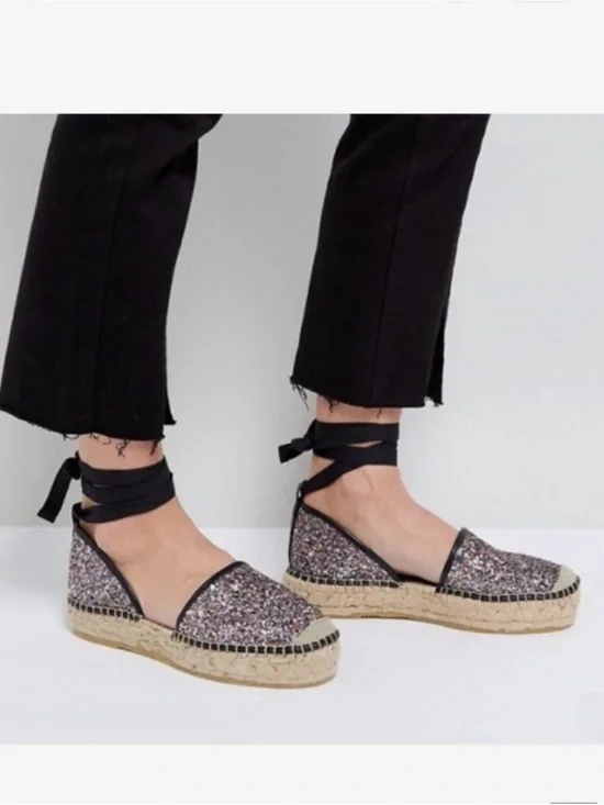 Revolve Free People Paradise Multicolor Glitter Espadrille Ankle-Tie Flats