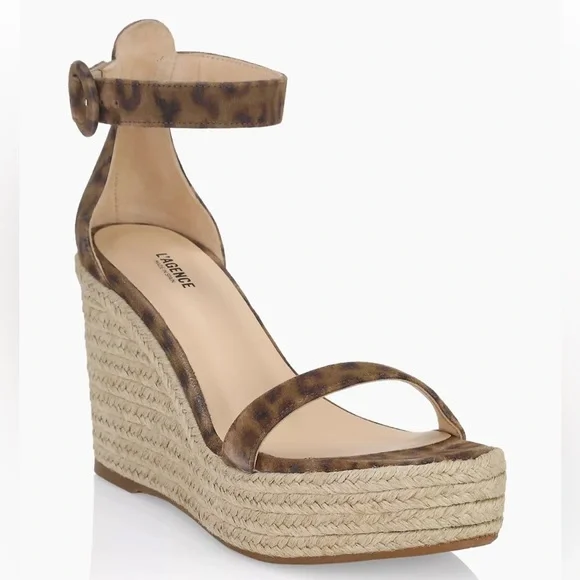 NWOT L’AGENCE Elysee Cheetah-Print Suede Espadrille Wedge Sandals Size 8.5