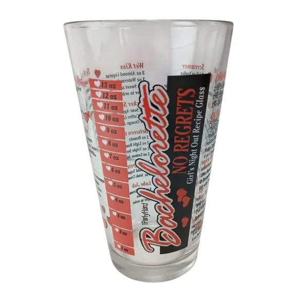 Bachelorette No Regrets Girl's Night Out Recipe Tumbler Glass 18  Recipe