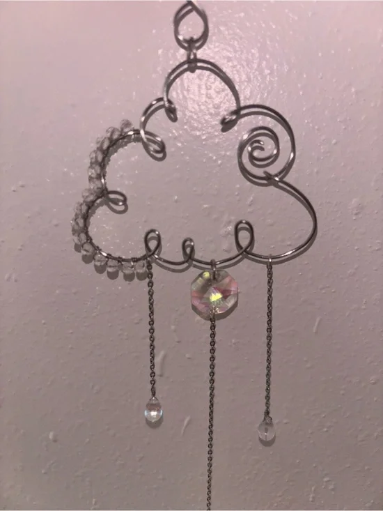 Silver Rain Cloud Crystal Hanging Wall Accent - Sparkling Cloud Mobile