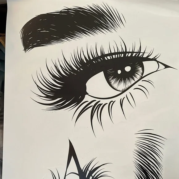 2 New Vinyl static wall art Stickers Eyes, eyelashes eyebrows TAX DEDUCTIBLE