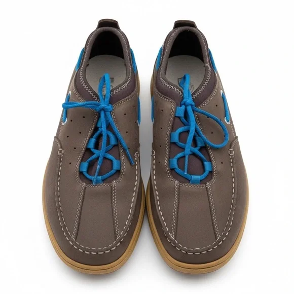 Timberland Brown Leather Boat Shoes Blue Lace Casual Deck Shoes Men’s 13