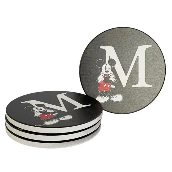 NWT Disney Mickey Mouse Initial M Coasters Home Goods Bar Kitchen Dining Office
