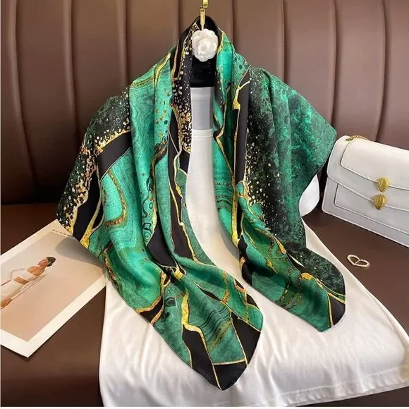 Green Marble Silky Scarf