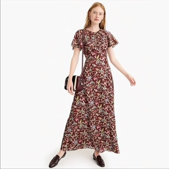 J. Crew Flutter Sleeve Maxi Dress Sz0