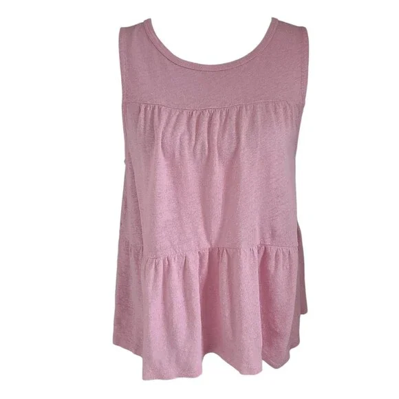 j. crew linen tiered tank top pink size S