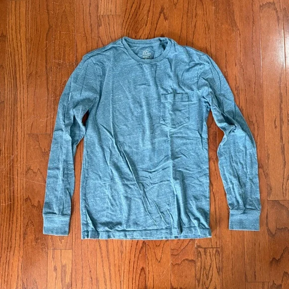 J. Crew Blue Long Sleeve Pocket Tee Shirt