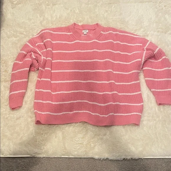 J. Crew Pink and White‎ Striped Sweater