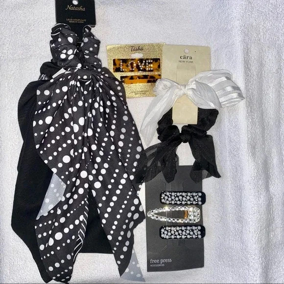 Nordstrom Hair Bows Women Accessories Black White Jewels Animal 11 PCS NWT *