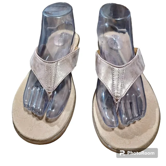 Boc 10 Sandals Shoes Flats Pink Metallic Comfort Woman Shoes. (0126)
