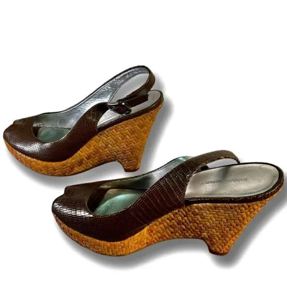 Banana Republic - Brown Reptile Leather - Sling Back Sandals.
