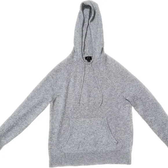 J. Crew Gray Knit 100% Cashmere Hoodie