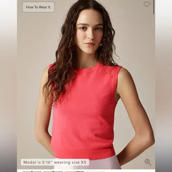 J.Crew Featherweight cashmere-blend cropped sweater shell Garden Rose