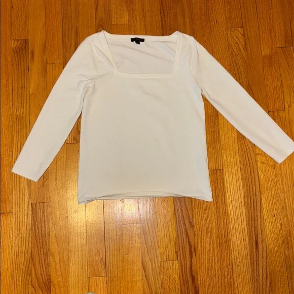 J. Crew Ivory Long Sleeve Small Square Neck