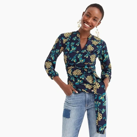 NWT J. Crew‎ Women's Drapey Floral Wrap Top