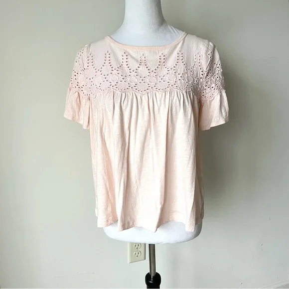 J. CREW Cotton Eyelet Babydoll Flutter Sleeve Top—SZ. XS