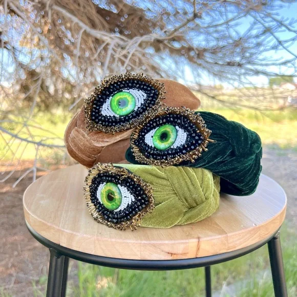 New! The “Hills Have Eye” Velvet Beaded Eye 👁️ Knotted Statement Headband