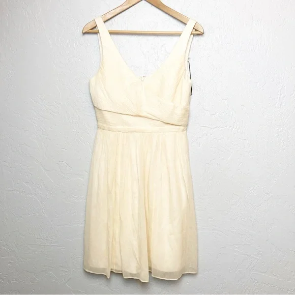 J. Crew Champagne Heidi Silk Chiffon Dress 6