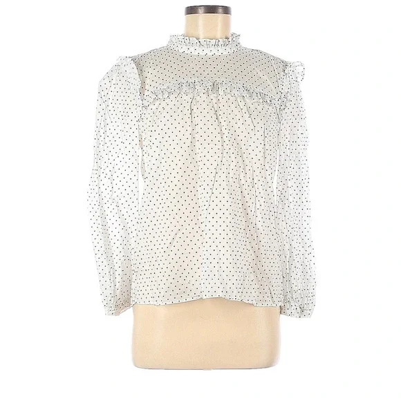 J. Crew Medium white blouse with polka dots
