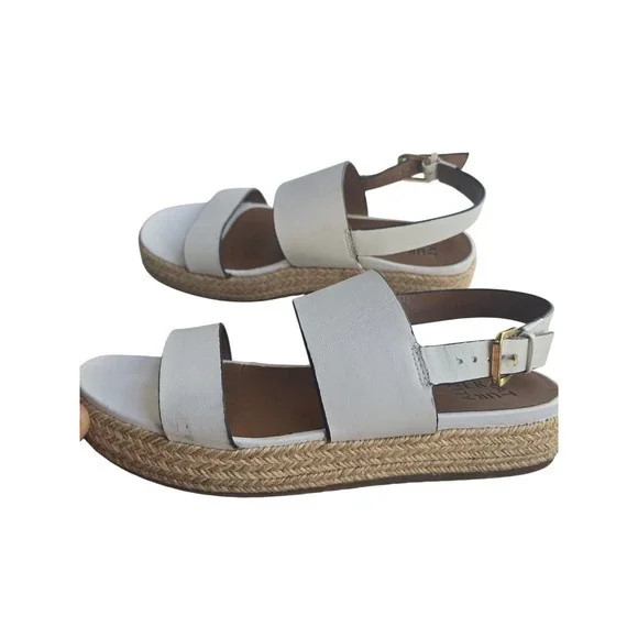 Naturalizer Jaycie‎ Platform Espadrille Sandals White Leather Women's Size 9.5M