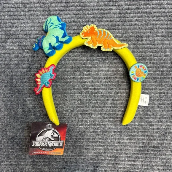 Jurassic World Universal Studios Dinosaur Headband Yellow Plush Triceratops NWT