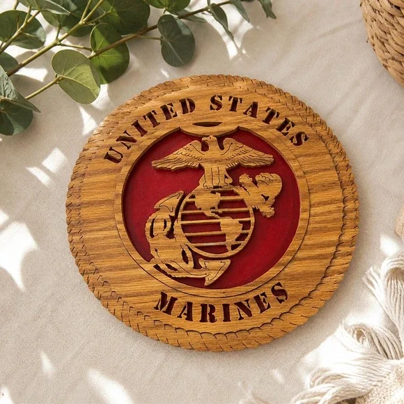 US‎ Marines Wooden Wall Plaque USMC Eagle Globe Anchor 10 inch Decor military
