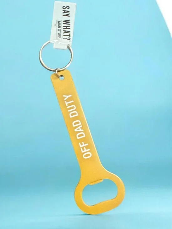 OFF DAD DUTY Yellow Bottle Opener Keychain 1597