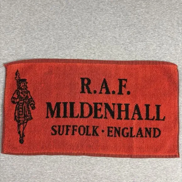 Vintage RAF Mildenhall Souvenir Bar Towel Suffolk England Military Memorabillia