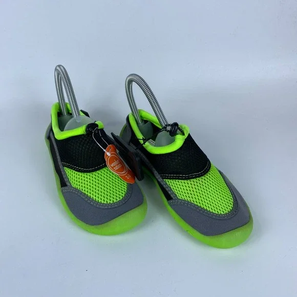 Wonder Nation Water Swim Shoes Shoes Kids Size‎ 2-3 Green Black Gray Mesh Upper