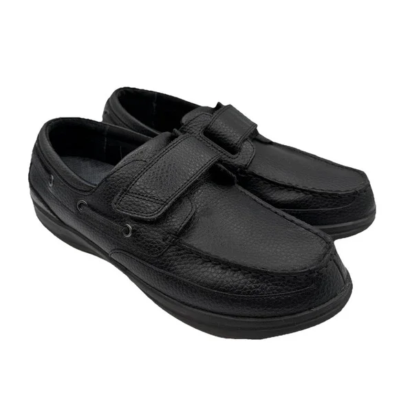 Apex Boat Shoes‎ Mens Size 10 Medium Black Leather Strap Comfort Loafers A2000M