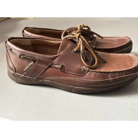 Mephisto Spinnaker Boat Shoes Mens 11 Brown Leather Slip On Comfort Loafers