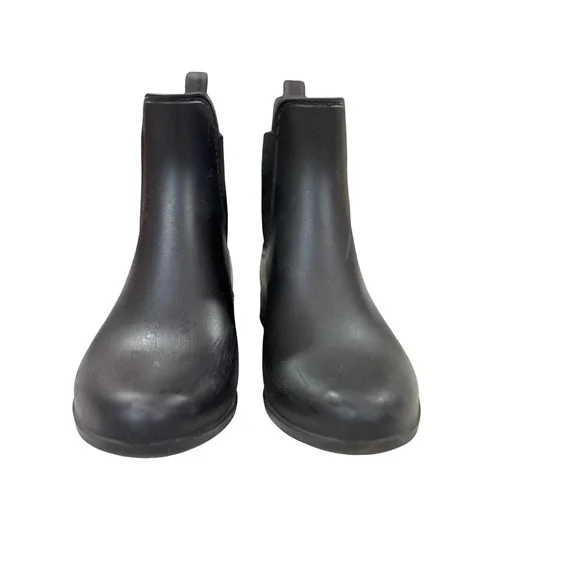 J. Crew Black Matte Rubber Chelsea‎ Boots Rain Ankle Boots Women 7