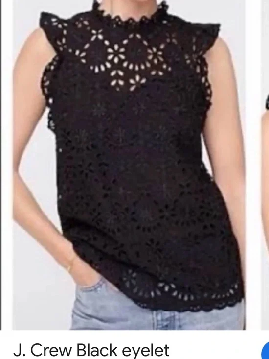 J. Crew Black‎ Crochet Lace Sleeveless Shell
