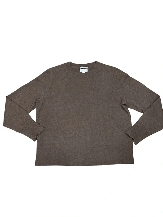 🤎 J.Crew 100% Cashmere Crewneck Sweater Women's Large Brown Luxury Knit