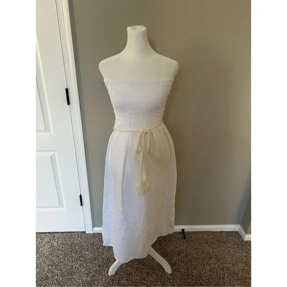 NWT J. Crew Strapless Linen Dress Size M