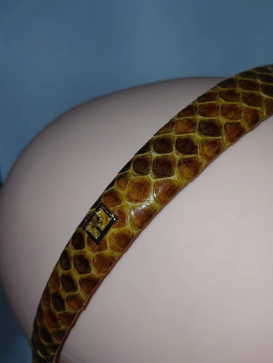 Fendi Yellow and Brown Snakeskin Slim Headband