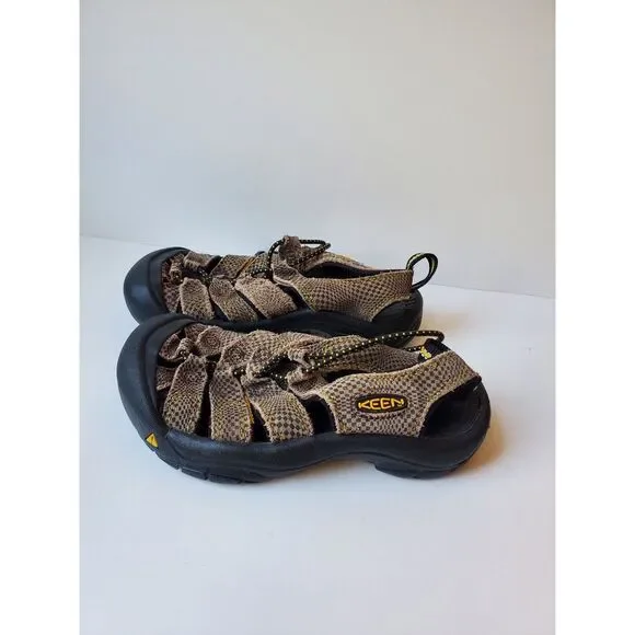 KEEN Sandals Boys Slip On Sz 1 Brown Geometric Waterproof‎ Outdoor shoes