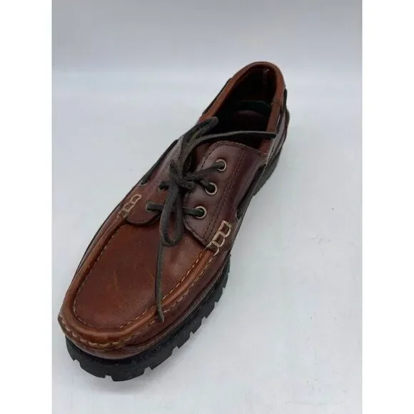 Trader Bay Brown Leather Casual Boat Shoe Size 9.5
