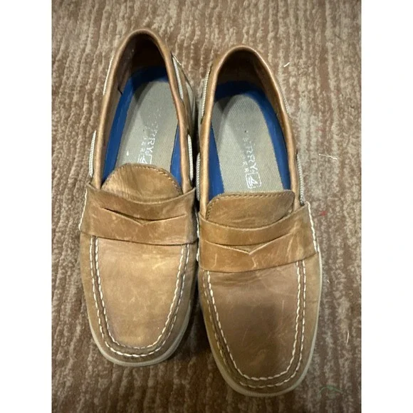 Sperry Loafer Boat‎ Shoes Leather Slip On Casual Tan Brown Mens Size 7M
