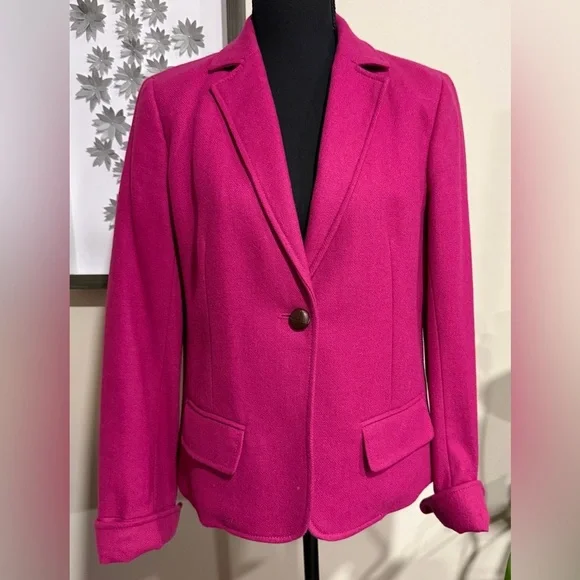 J. Crew Fuchsia Single-Button Wool Blend Blazer