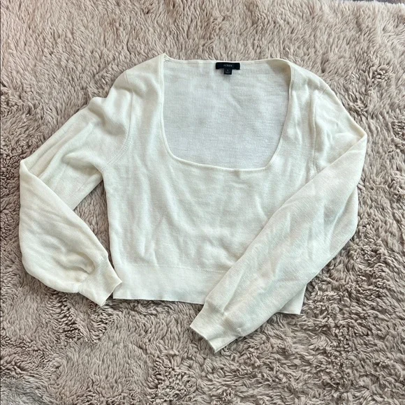 J. Crew Crop Ivory Knit Top