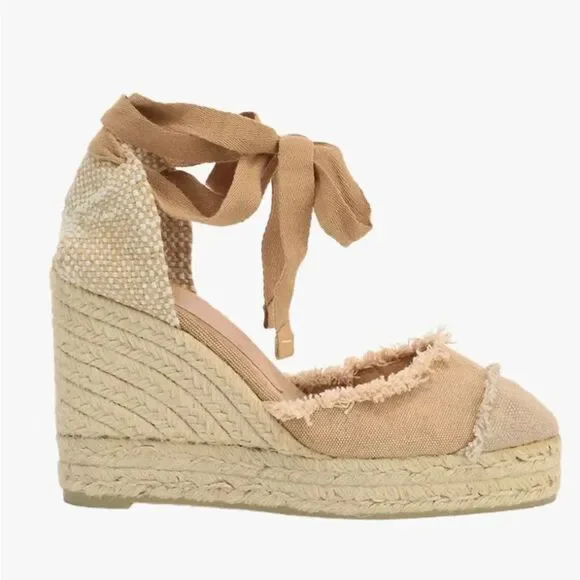 Tan Espadrille Wedge Sandals