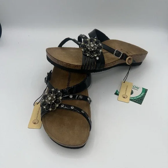 New Eurowellness balance sandal, womens size 9 /40  Gweneth Black leather‎